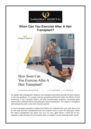 When Can You Exercise After A Hair Transplant?