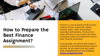 How to Prepare the Best Finance Assignment