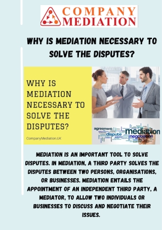 Why is Mediation Necessary to Solve the Disputes
