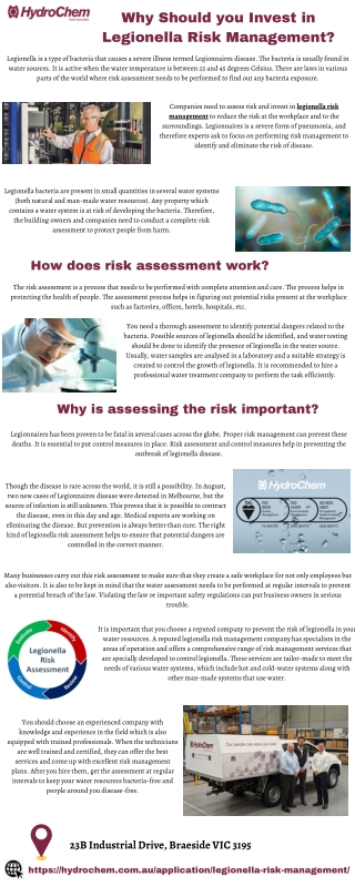 Why Should you Invest in Legionella Risk Management?