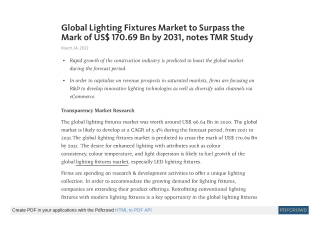 Lighting Fixtures Market - Global Industry Outlook, Trends 2031