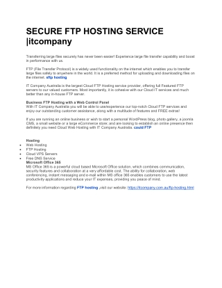 SECURE FTP HOSTING SERVICE |itcompany