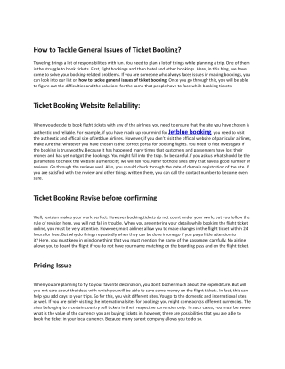 How to Tackle General Issues of Ticket Booking