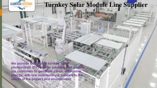 Turnkey Solar Module Line Supplier