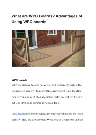 What are WPC Boards? Advantages of Using WPC boards
