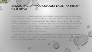 Try these methods to resolve QuickBooks Sales Tax Error