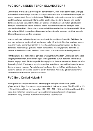 PVC BORU NEDEN TERCİH EDİLMEKTEDİR?