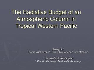 The Radiative Budget of an Atmospheric Column in Tropical Western Pacific
