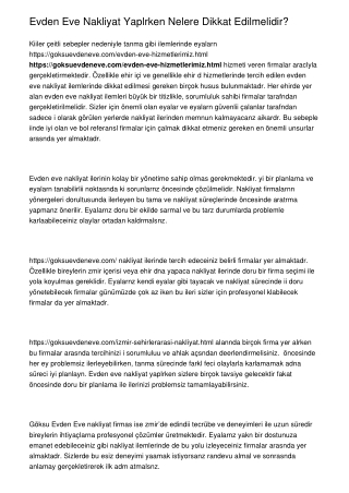 Evden Eve Nakliyat Yapılırken Nelere Dikkat Edilmelidir?