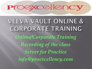 Proexcellency provides Veeva Vault online training.