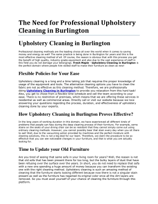 Schedule and Make an Appointment for Upholstery Cleaning in Burlington