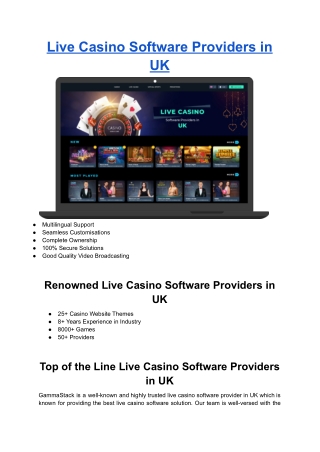 Live Casino Software Providers in UK