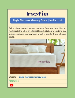 Single Mattress Memory Foam | Inofia.co.uk