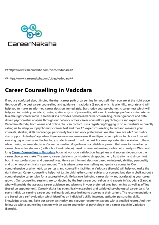 Career counsellor in Vadodara