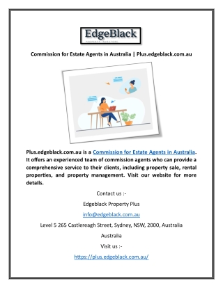 Commission for Estate Agents in Australia  Plus.edgeblack.com.au