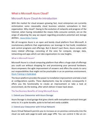 What is Microsoft Azure Cloud-Visualpath