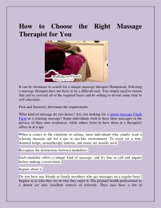 Find The Best Deep Tissue Massage in Hampstead.