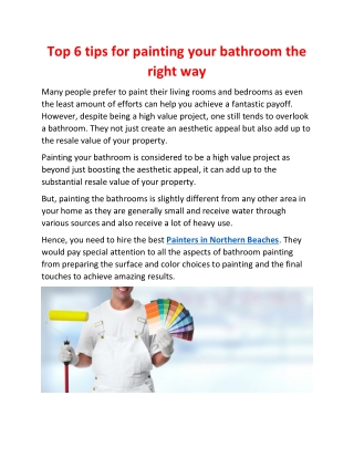 Top 6 tips for painting your bathroom the right way