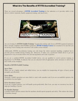 What Are The Benefits of RTITB Accredited Training