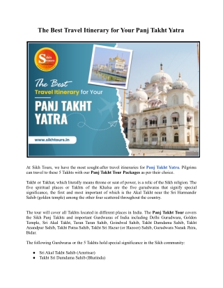 The Best Travel Itinerary for Your Panj Takht Yatra