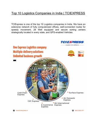 Top 10 Logistics Companies in India  | TCIEXPRESS