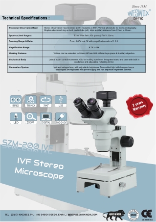 IVF STEREO MICROSCOPE SZM-200 IVF