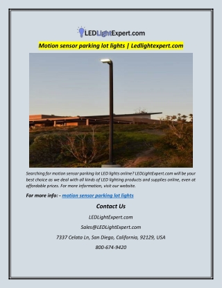 Motion sensor parking lot lights | Ledlightexpert.com