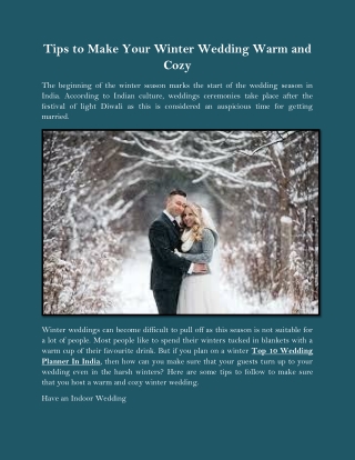 Tips to Make Your Winter Wedding Warm and Cozy