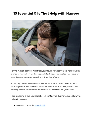 10 Essential Oils That Help with Nausea