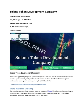 Solana Token Development Company