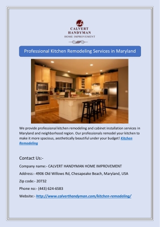 Professional Kitchen Remodeling Services in Maryland