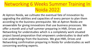 Networking 6 Weeks Summer Training In Noida 2022