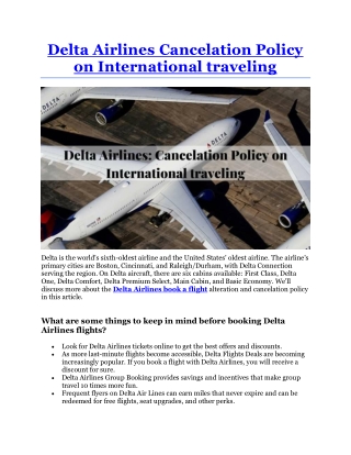 Delta Airlines Cancelation Policy on International traveling