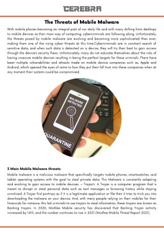 Explain Threats of Mobile Malware in Detail