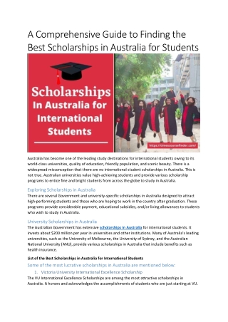 A Comprehensive Guide to Finding the Best Scholarships in Australia for Students