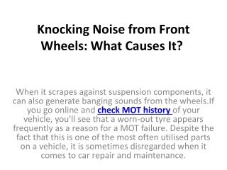 Knocking Noise from Front Wheels: What Causes It?