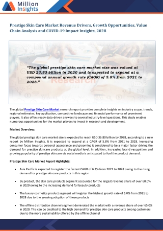 Prestige Skin Care Market