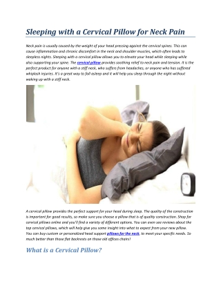 Sleeping with a Cervical Pillow for Neck Pain