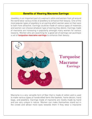 Benefits of Wearing Macrame Earrings