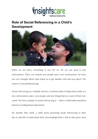 Role of Social Referencing in a Child’s Development