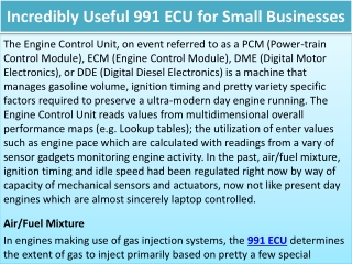 Incredibly Useful 991 ECU for Small Businesses