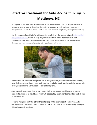 Effective Treatment for Auto Accident Injury in Matthews