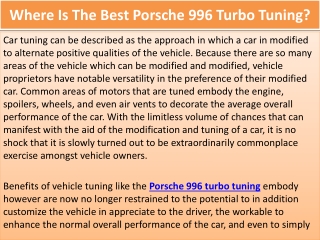 Where Is The Best Porsche 996 Turbo Tuning?