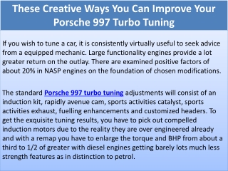 These Creative Ways You Can Improve Your Porsche 997 Turbo Tuning