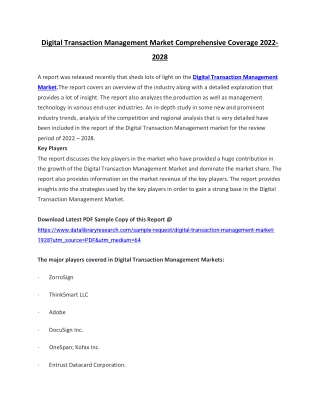 Digital Transaction Management Market Comprehensive Coverage 2022-2028