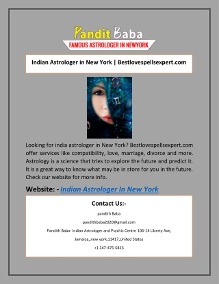 Indian Astrologer in New York | Bestlovespellsexpert.com