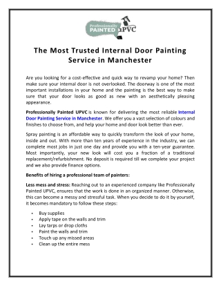 Internal Door Painting Service in Manchester