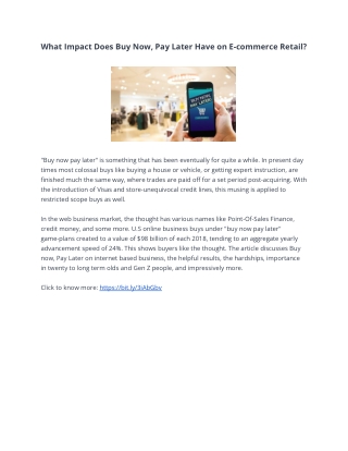 What Impact Does Buy Now, Pay Later Have on E-commerce Retail?