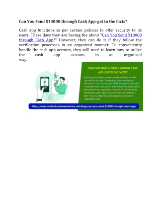 Can You Send $10000 through Cash App-get to the facts?