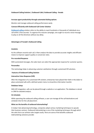 Outbound Calling Solution | Outbound Calls| Outbound Calling - fonada